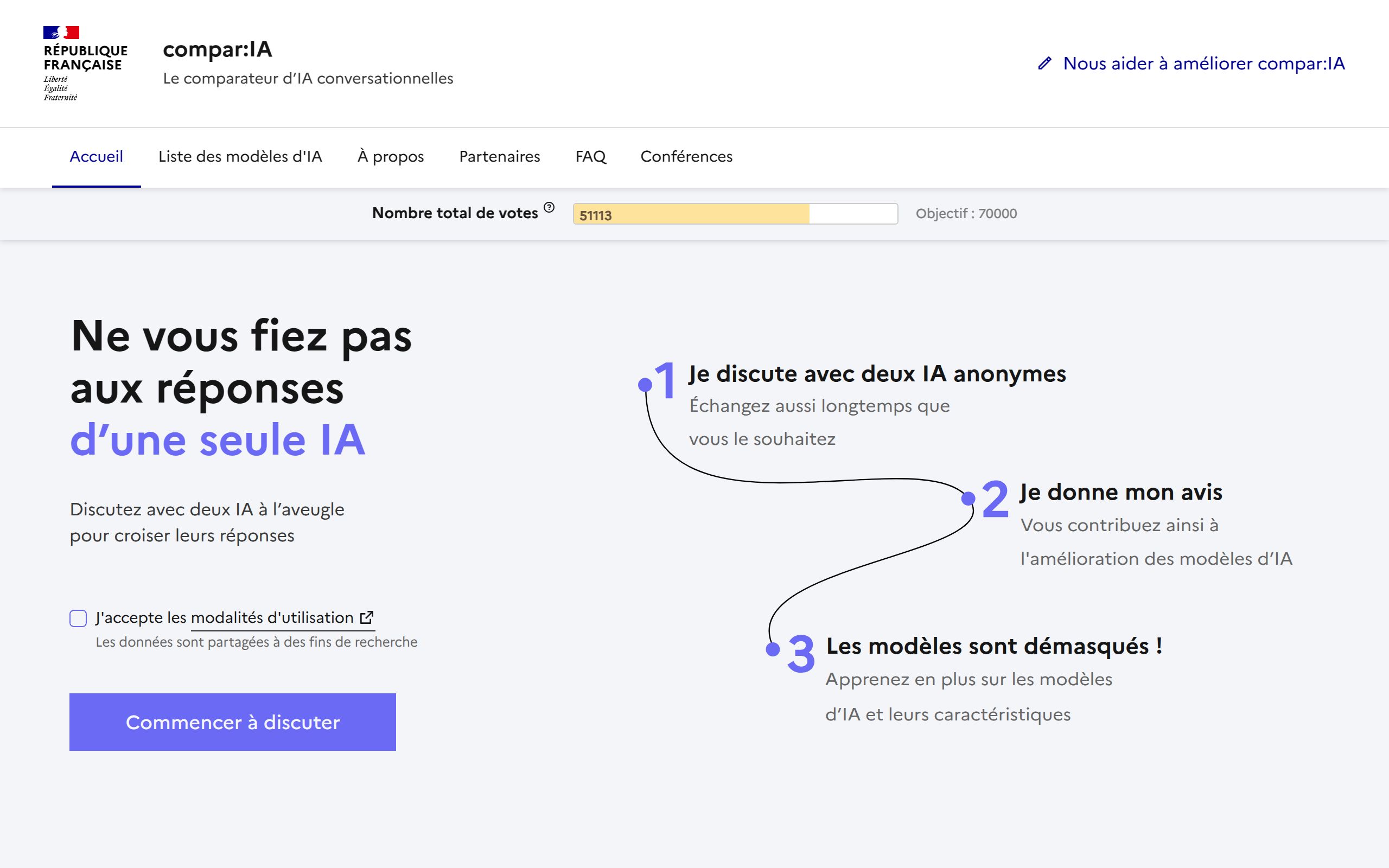 Copie d'écran de https://www.comparia.beta.gouv.fr