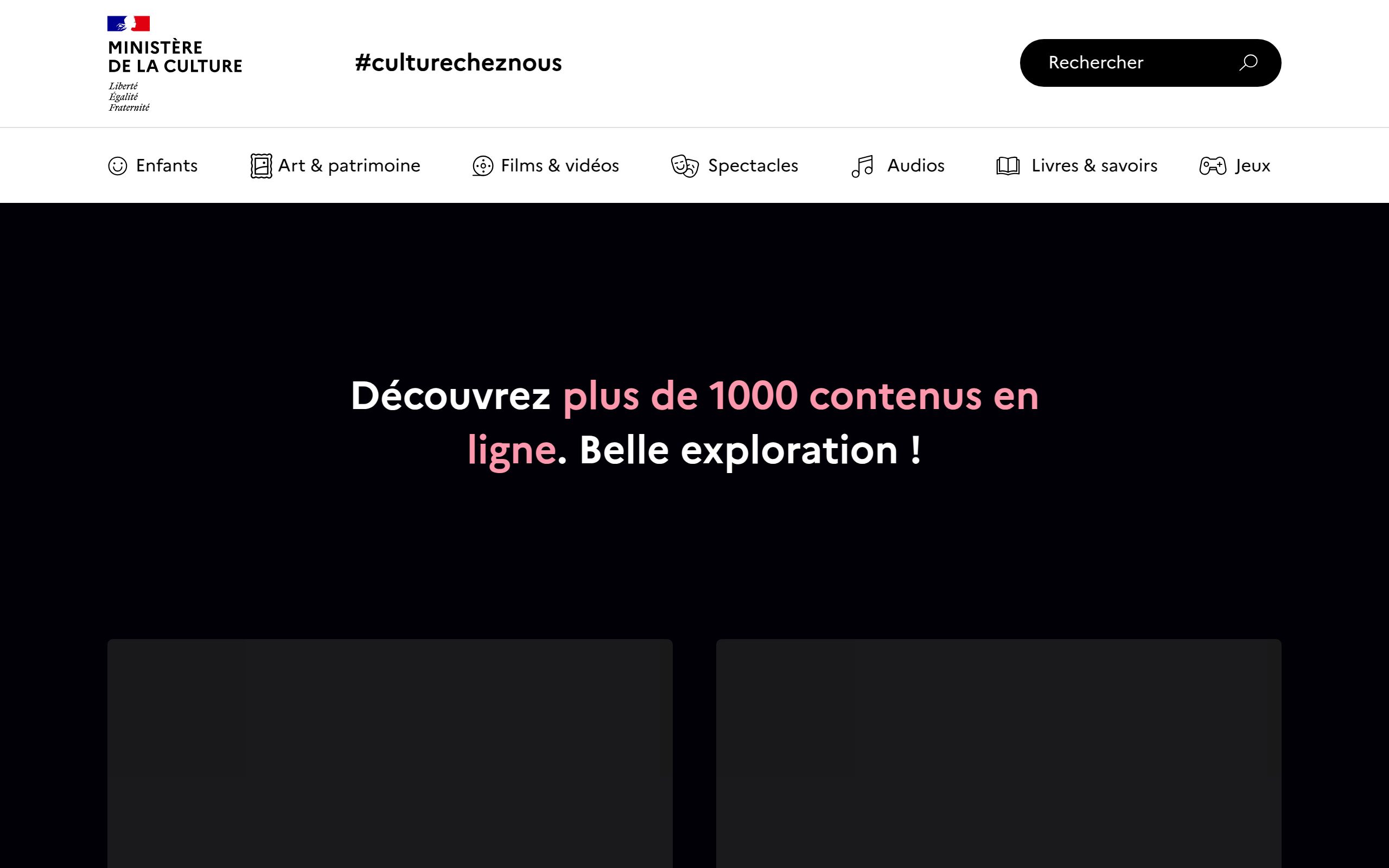 Copie d'écran de https://www.culturecheznous.gouv.fr/