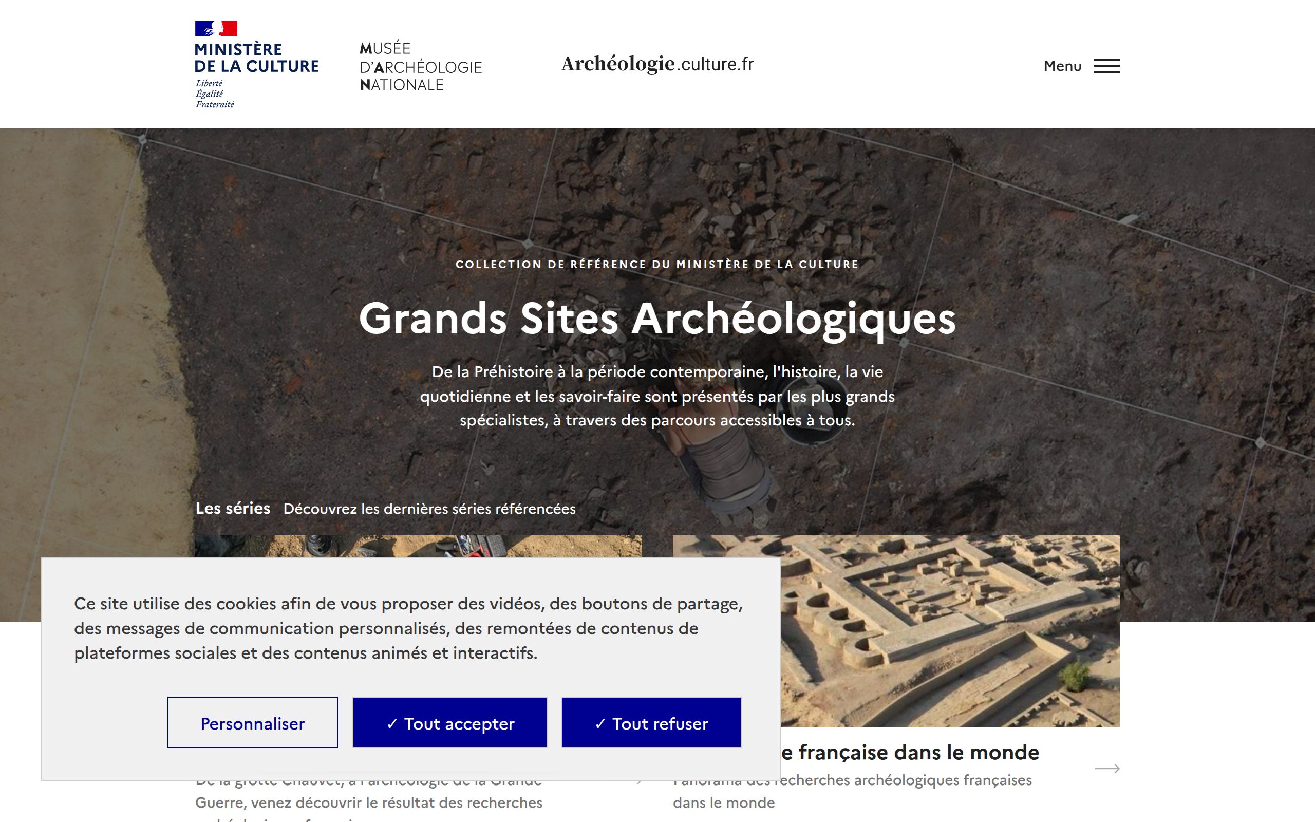 Copie d'écran de https://archeologie.culture.gouv.fr/